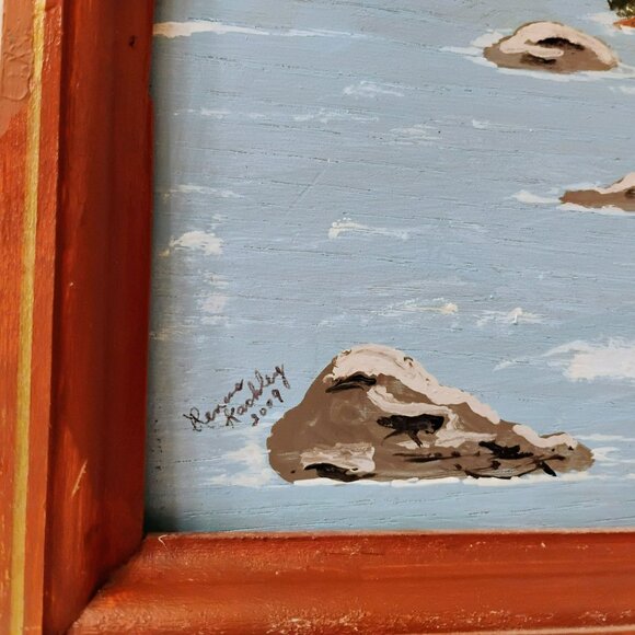 Original Landscape Oil Painting, Lake Cabin Cottage Signed 2009 Framed 17x12 Art - Picture 2 of 7